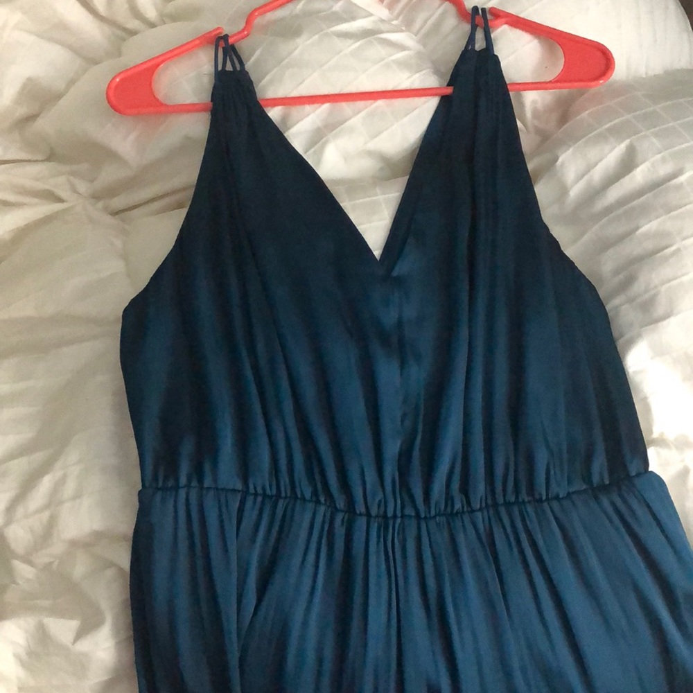 Teal Blue/Green Silky Maxi Dress